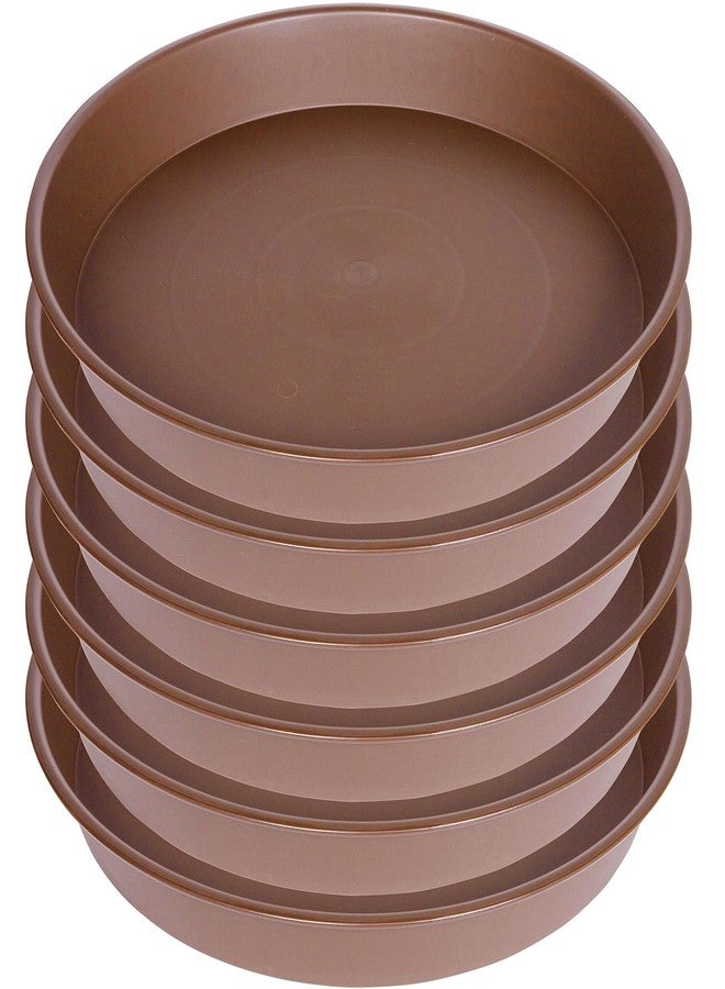 Bleuhome 6 Pack of 12 inch Plant Saucer, Heavy Duty Plastic Plant Saucer 12 inch Round, Plant Tray for Pots, Flower Plant Saucers for Indoors, Plant Trays for Planter 10"/11"/12" (12", Chocolate) - Image 1